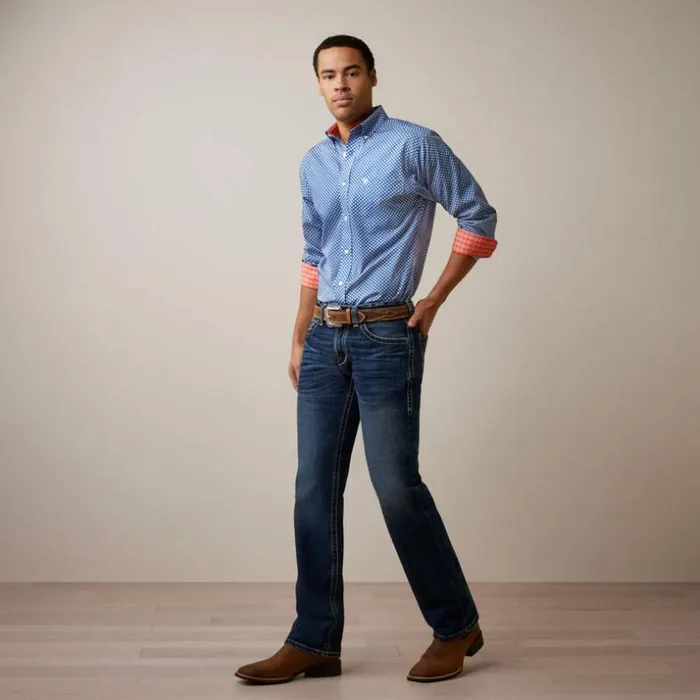 Button Down Shirts Men Ariat Wrinkle Free Wren Fitted Shirt Bright Cobalt Button Down Shirts Men Ariat Wrinkle Free Wren Fitted Shirt Bright Cobalt