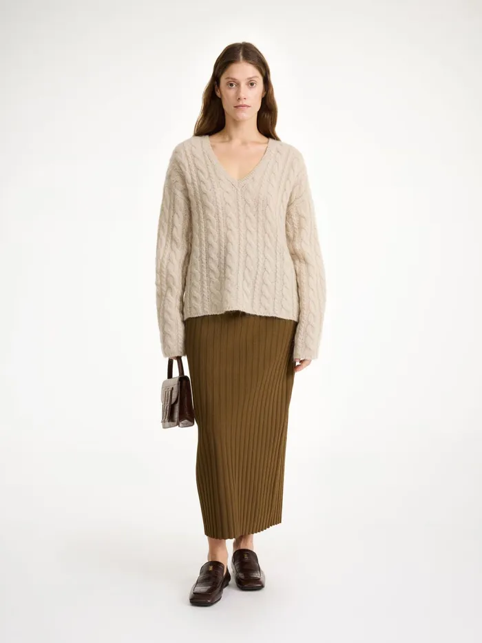 By Malene Birger Knitwear Women Cimone CableKnit Sweater Oyster Gray