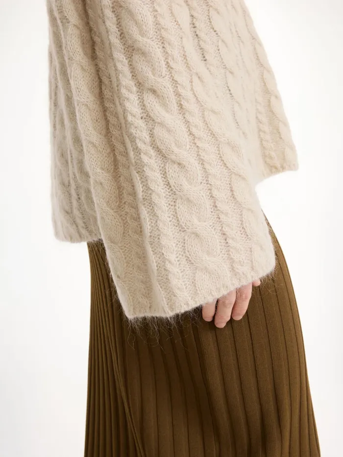 By Malene Birger Knitwear Women Cimone CableKnit Sweater Oyster Gray