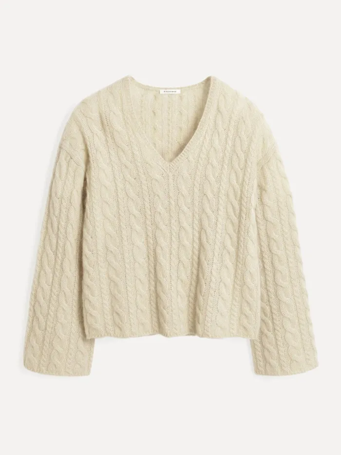 By Malene Birger Knitwear Women Cimone CableKnit Sweater Oyster Gray