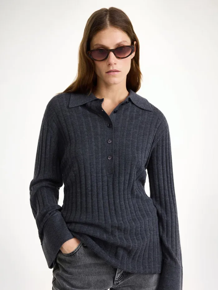 By Malene Birger Knitwear Women Delphine Merino Wool Sweater Jet Grey