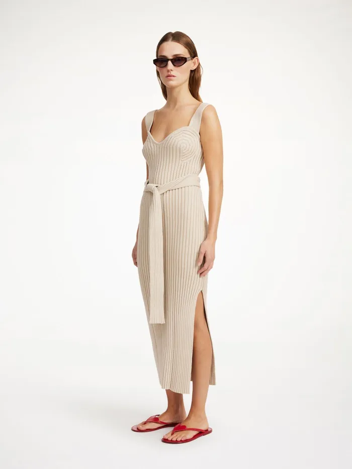 By Malene Birger Knitwear Women Honeya Ribbed Maxi Dress Oyster Gray