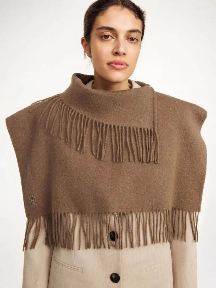 By Malene Birger Scarves Women Turtla Wool Fringe Bib Light Brown