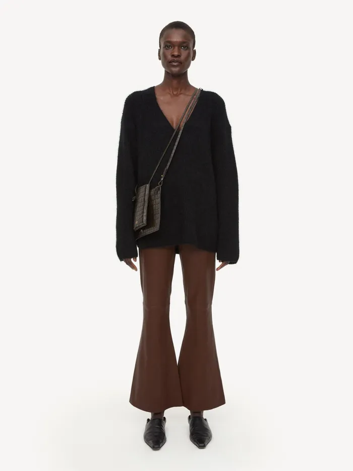 By Malene Birger Trousers Women Evyline Cropped Leather Trousers Chestnut