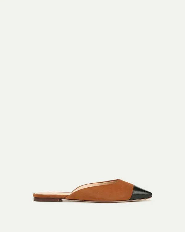 Carlotta Suede Flat Blackandcaramel Women Veronica Beard Shoes