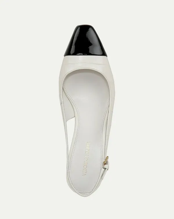 Cecile CrocEmbossed CapToe Slingback Pump Whiteandblack Women Veronica Beard Shoes Cecile CrocEmbossed CapToe Slingback Pump Whiteandblack Women Veronica Beard Shoes