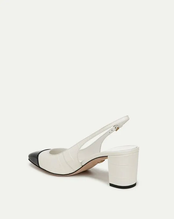 Cecile CrocEmbossed CapToe Slingback Pump Whiteandblack Women Veronica Beard Shoes Cecile CrocEmbossed CapToe Slingback Pump Whiteandblack Women Veronica Beard Shoes