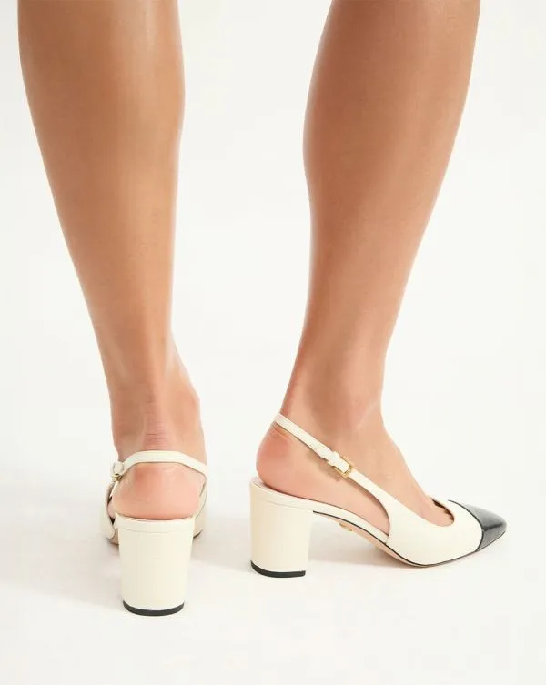 Cecile CrocEmbossed CapToe Slingback Pump Whiteandblack Women Veronica Beard Shoes Cecile CrocEmbossed CapToe Slingback Pump Whiteandblack Women Veronica Beard Shoes