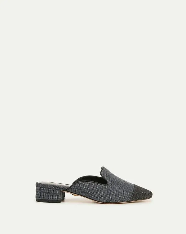 Cecile Denim CapToe Mule Denim Blueandblack Women Veronica Beard Shoes
