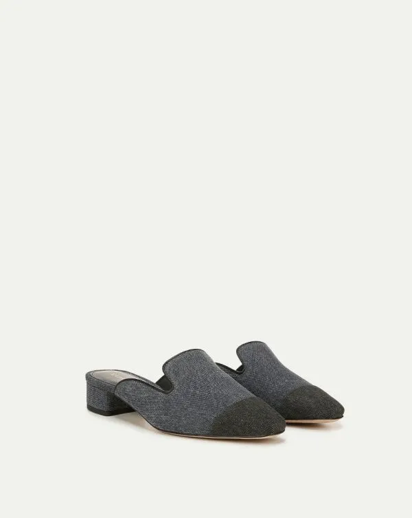 Cecile Denim CapToe Mule Denim Blueandblack Women Veronica Beard Shoes Cecile Denim CapToe Mule Denim Blueandblack Women Veronica Beard Shoes