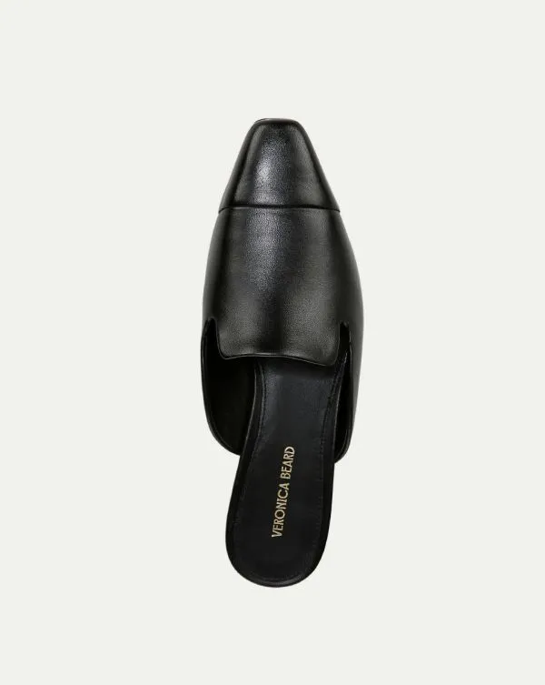 Cecile Leather CapToe Mule Blackandblack Women Veronica Beard Shoes