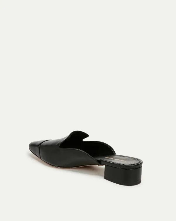 Cecile Leather CapToe Mule Blackandblack Women Veronica Beard Shoes