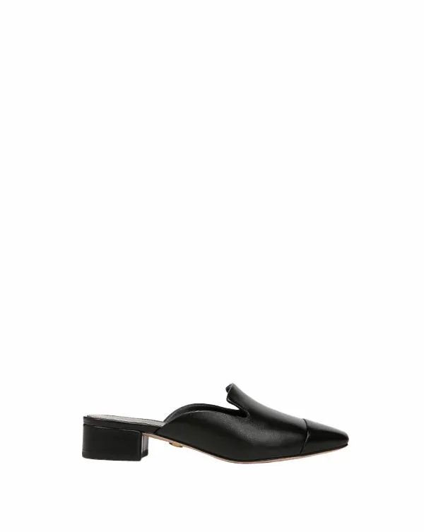 Cecile Leather CapToe Mule Blackandblack Women Veronica Beard Shoes