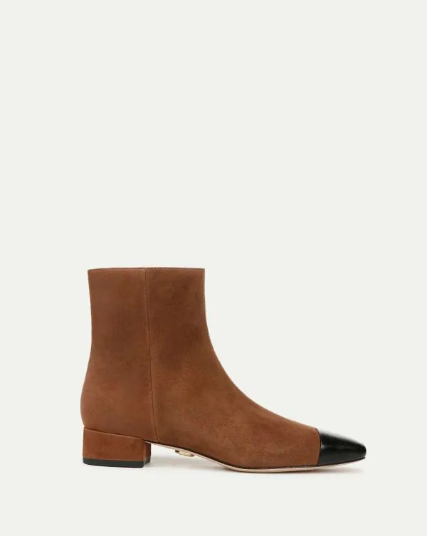 Cecile Suede CapToe Bootie Cedarandblack Women Veronica Beard Shoes