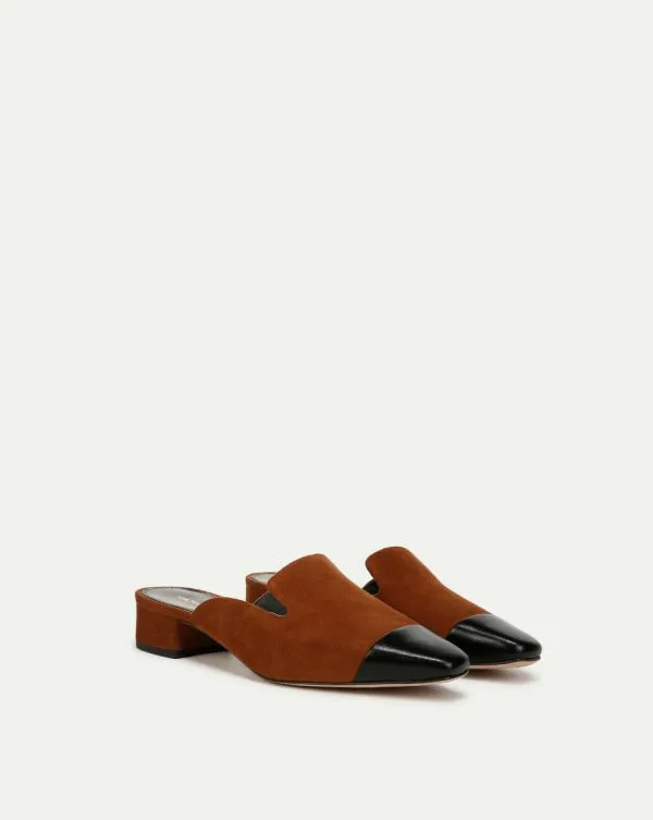 Cecile Suede CapToe Mule Caramelandblack Women Veronica Beard Shoes Cecile Suede CapToe Mule Caramelandblack Women Veronica Beard Shoes