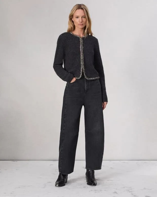 Charlie BarrelLeg Jean Black Stone Women WideLeg and BarrelJeans rag and bone