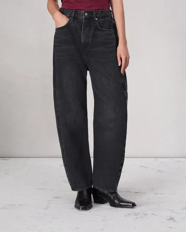 Charlie BarrelLeg Jean Black Stone Women WideLeg and BarrelJeans rag and bone