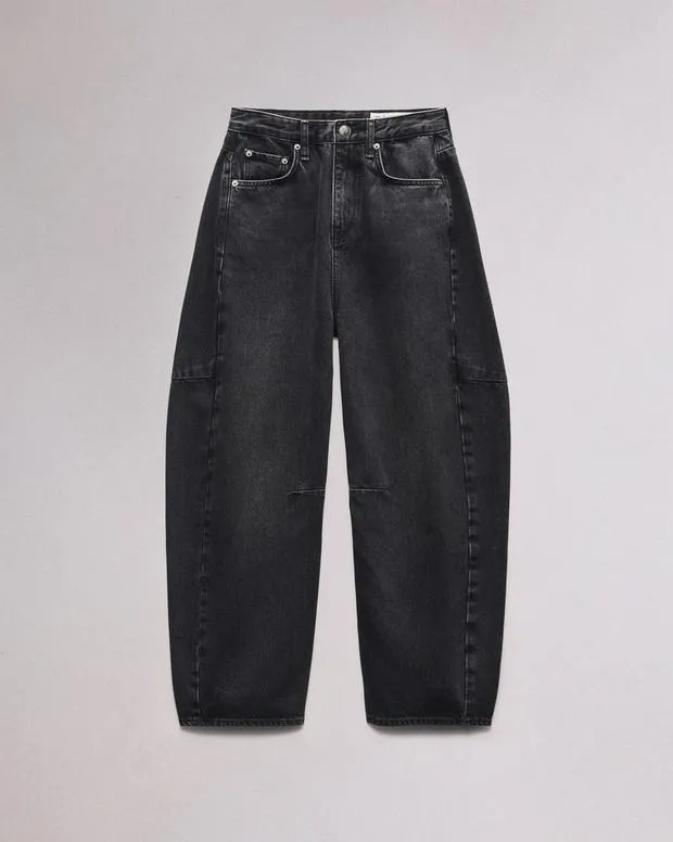 Charlie BarrelLeg Jean Black Stone Women WideLeg and BarrelJeans rag and bone