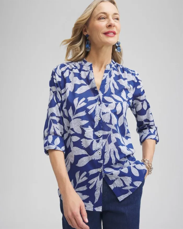 Chico039s Blouses and Shirts Cotton Leaf Print Shirt Evening Eclipse 8211 Clothing Chico039s Blouses and Shirts Cotton Leaf Print Shirt Evening Eclipse 8211 Clothing