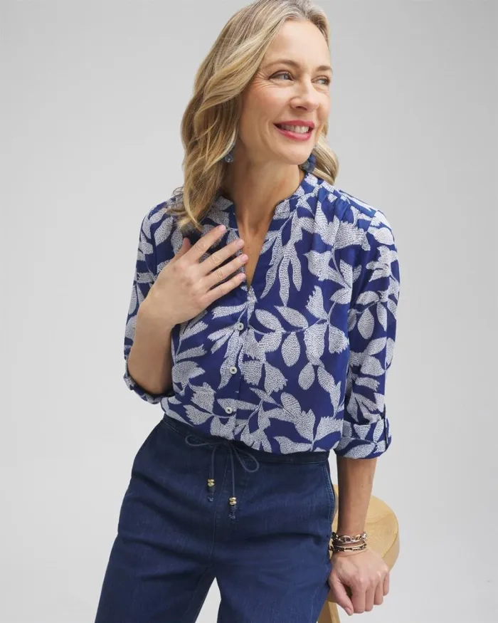 Chico039s Blouses and Shirts Cotton Leaf Print Shirt Evening Eclipse 8211 Clothing Chico039s Blouses and Shirts Cotton Leaf Print Shirt Evening Eclipse 8211 Clothing