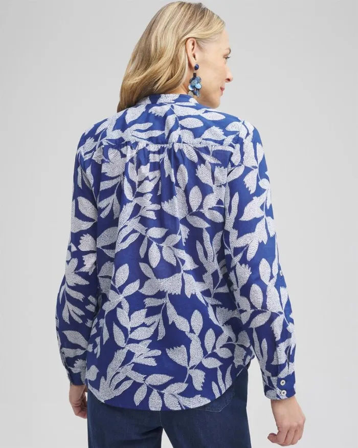 Chico039s Blouses and Shirts Cotton Leaf Print Shirt Evening Eclipse 8211 Clothing Chico039s Blouses and Shirts Cotton Leaf Print Shirt Evening Eclipse 8211 Clothing