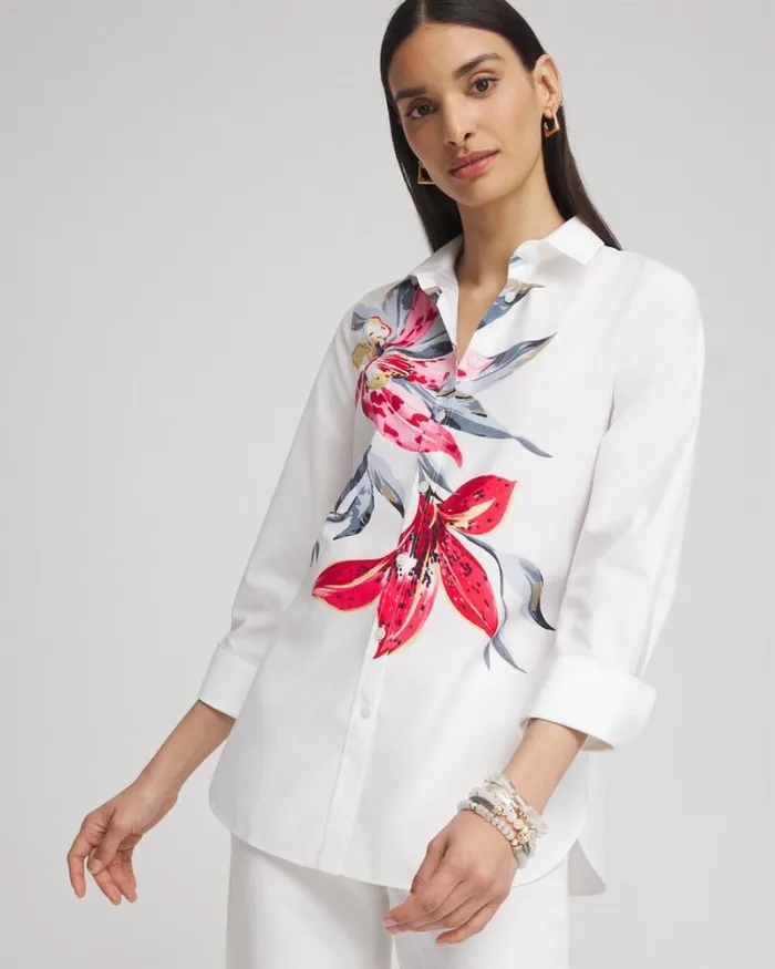 Chico039s Blouses and Shirts No Iron Stretch Floral Shirt Optic White 8211 Clothing Chico039s Blouses and Shirts No Iron Stretch Floral Shirt Optic White 8211 Clothing