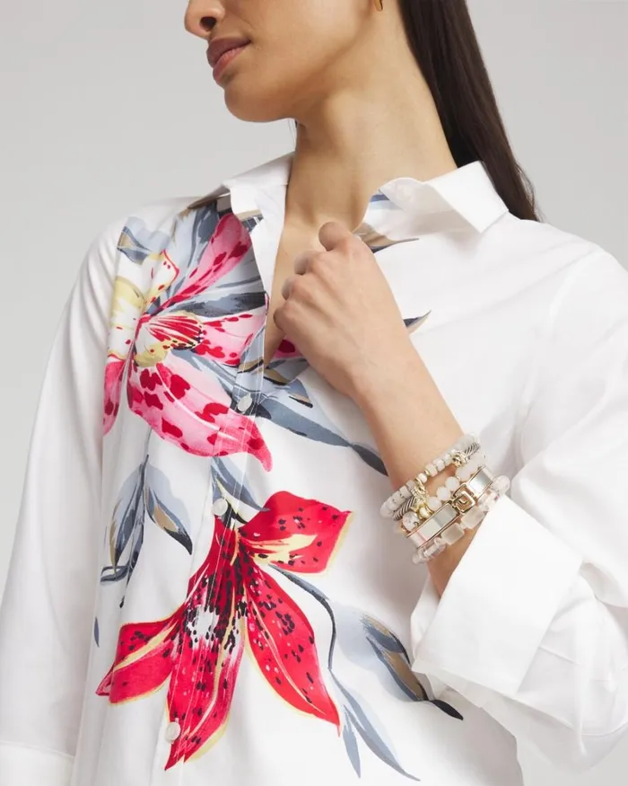 Chico039s Blouses and Shirts No Iron Stretch Floral Shirt Optic White 8211 Clothing Chico039s Blouses and Shirts No Iron Stretch Floral Shirt Optic White 8211 Clothing