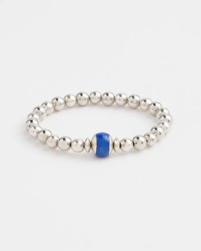 Chico039s Bracelets Blue Hero Beaded Stretch Bracelet Intense Azure 8211 Shoes and Accessories