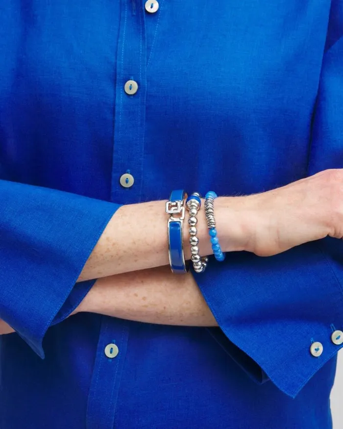 Chico039s Bracelets Blue Hero Beaded Stretch Bracelet Intense Azure 8211 Shoes and Accessories