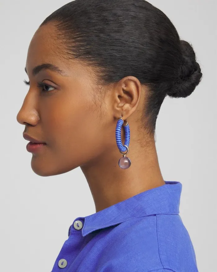 Chico039s Earrings No Droop Convertible Blue Hoops Blue 8211 Shoes and Accessories Chico039s Earrings No Droop Convertible Blue Hoops Blue 8211 Shoes and Accessories