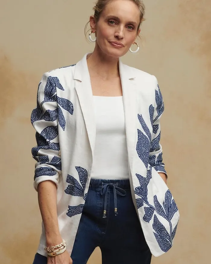 Chico039s Jackets and Coats Printed Linen Blend Stretch Blazer Alabaster 8211 Clothing Chico039s Jackets and Coats Printed Linen Blend Stretch Blazer Alabaster 8211 Clothing