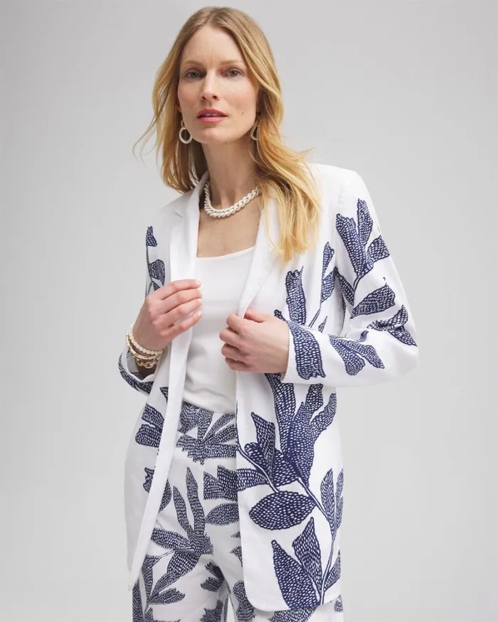 Chico039s Jackets and Coats Printed Linen Blend Stretch Blazer Alabaster 8211 Clothing Chico039s Jackets and Coats Printed Linen Blend Stretch Blazer Alabaster 8211 Clothing