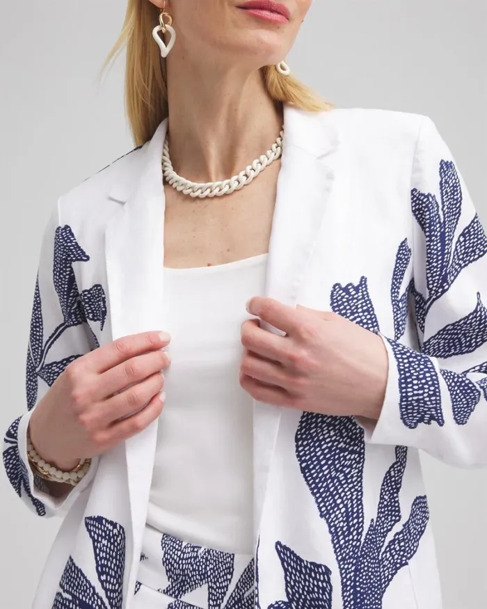 Chico039s Jackets and Coats Printed Linen Blend Stretch Blazer Alabaster 8211 Clothing Chico039s Jackets and Coats Printed Linen Blend Stretch Blazer Alabaster 8211 Clothing