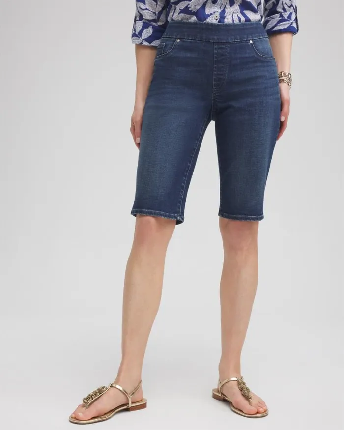 Chico039s Jeans and Denim 11034 Pullon Denim Shorts Inverness Indigo 8211 Clothing