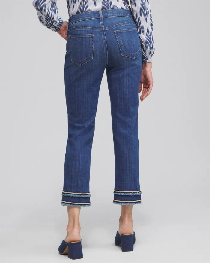 Chico039s Jeans and Denim Girlfriend Embellished Hem Cropped Jeans Blue Springs Indigo 8211 Clothing Chico039s Jeans and Denim Girlfriend Embellished Hem Cropped Jeans Blue Springs Indigo 8211 Clothing