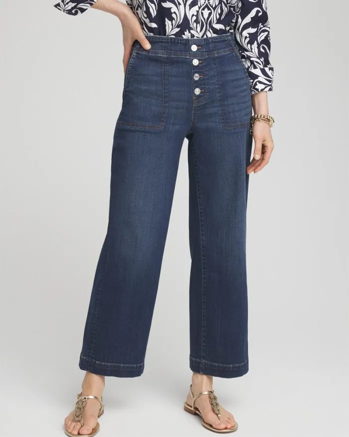 Chico039s Jeans and Denim Pullon Wide Leg Cropped Jeans Redwood Indigo 8211 Clothing Chico039s Jeans and Denim Pullon Wide Leg Cropped Jeans Redwood Indigo 8211 Clothing