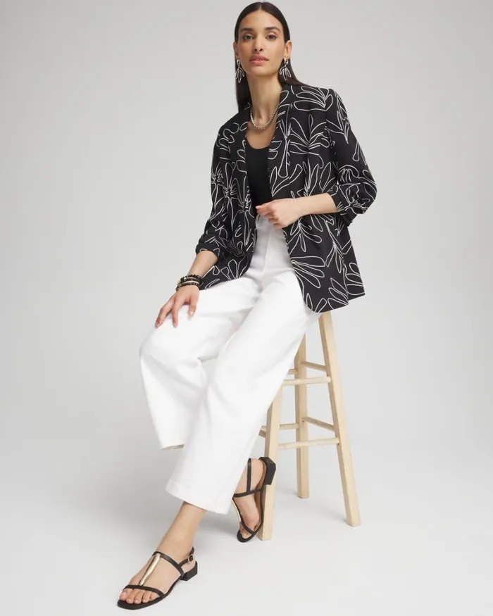 Chico039s Matching Sets Palms Ruched Sleeve Soft Jacket Black 8211 Clothing