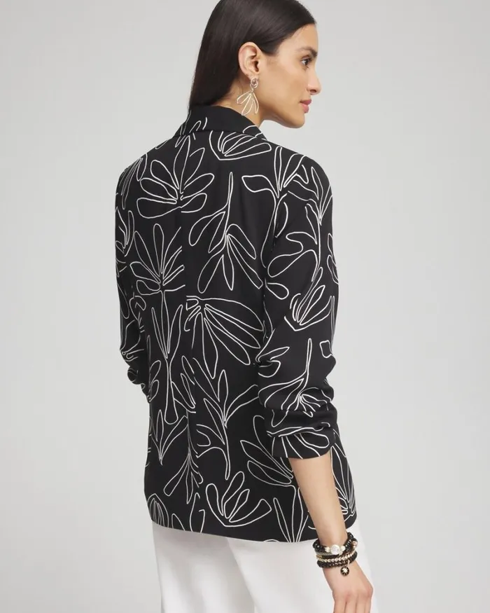 Chico039s Matching Sets Palms Ruched Sleeve Soft Jacket Black 8211 Clothing