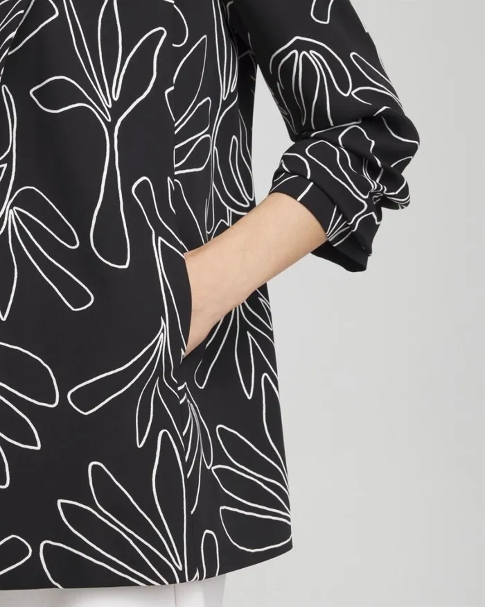 Chico039s Matching Sets Palms Ruched Sleeve Soft Jacket Black 8211 Clothing