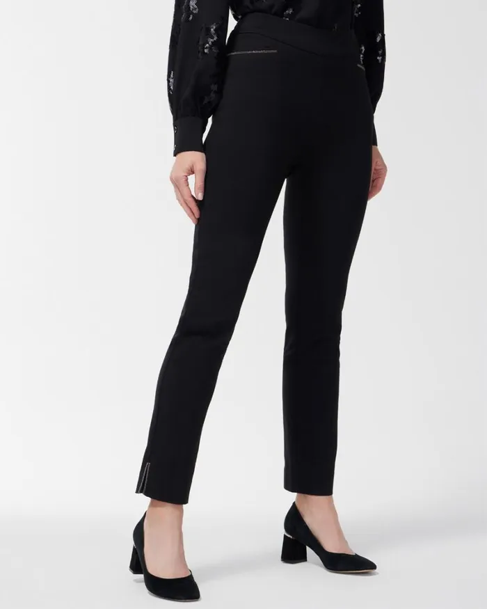 Chico039s Pants Brigitte Beaded Detail Ankle Pants Black 8211 Clothing