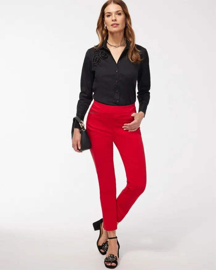 Chico039s Pants Brigitte Beaded Detail Ankle Pants Black 8211 Clothing