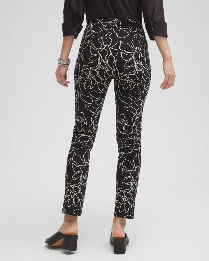 Chico039s Pants Brigitte Floral Print Ankle Pants Blacksmokey Taupe 8211 Clothing