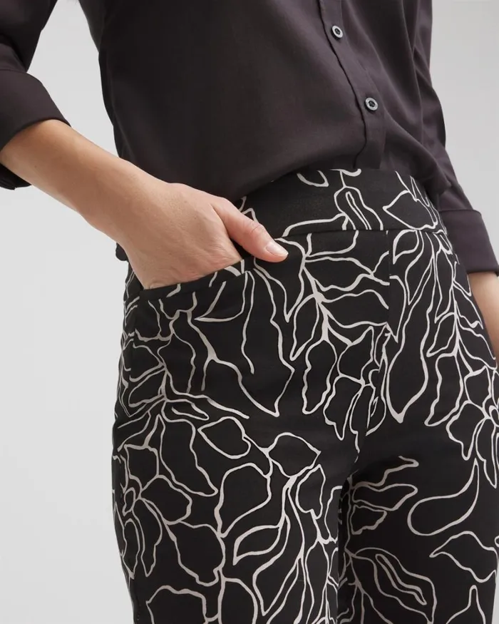 Chico039s Pants Brigitte Floral Print Ankle Pants Blacksmokey Taupe 8211 Clothing