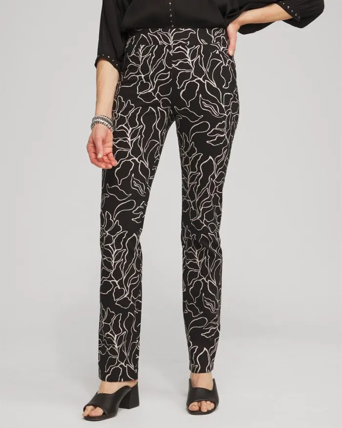Chico039s Pants Brigitte Floral Print Pants Blacksmokey Taupe 8211 Clothing