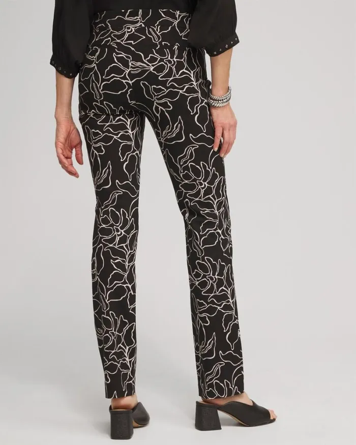 Chico039s Pants Brigitte Floral Print Pants Blacksmokey Taupe 8211 Clothing