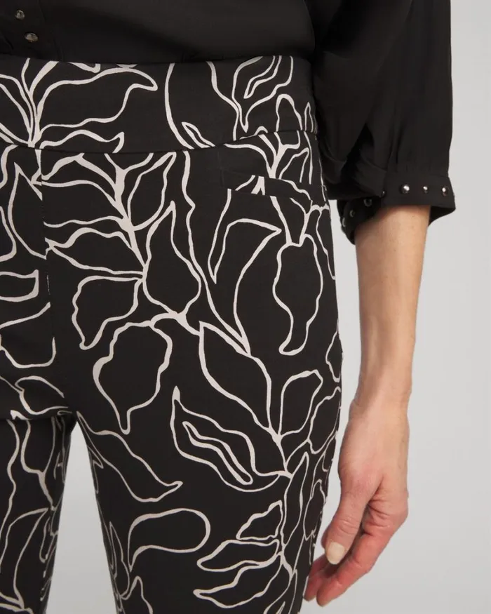 Chico039s Pants Brigitte Floral Print Pants Blacksmokey Taupe 8211 Clothing