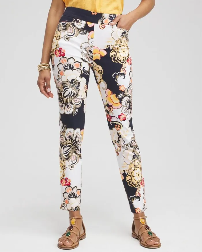 Chico039s Pants Brigitte Warm Floral Ankle Pants Alabaster 8211 Clothing