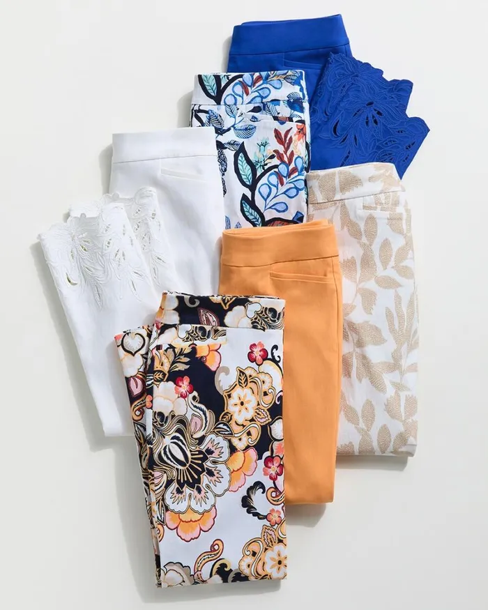 Chico039s Pants Brigitte Warm Floral Ankle Pants Alabaster 8211 Clothing