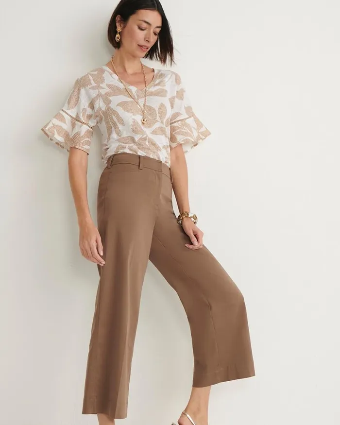 Chico039s Pants Cotton Sateen Cropped Pants Teakwood 8211 Clothing