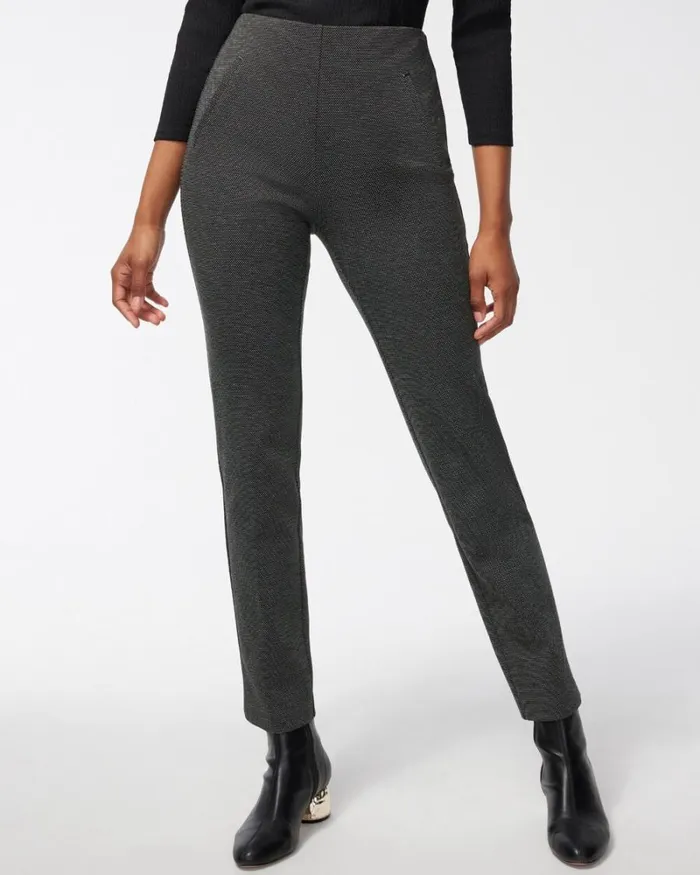 Chico039s Pants Juliet Ponte Jacquard Ankle Pants Blackwhite 8211 Clothing
